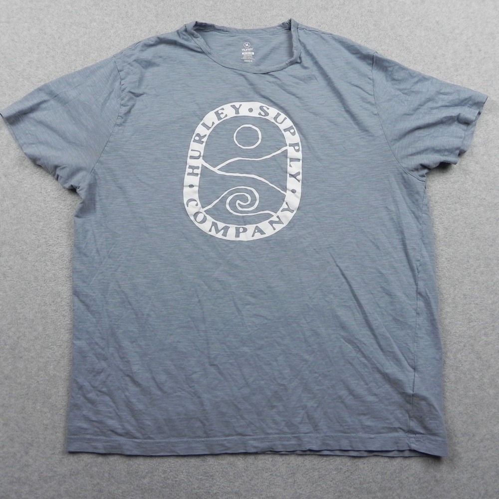 Hurley T-Shirt Mens XL Crew Neck Graphic Print Tee Casual Blue Short Sleeve